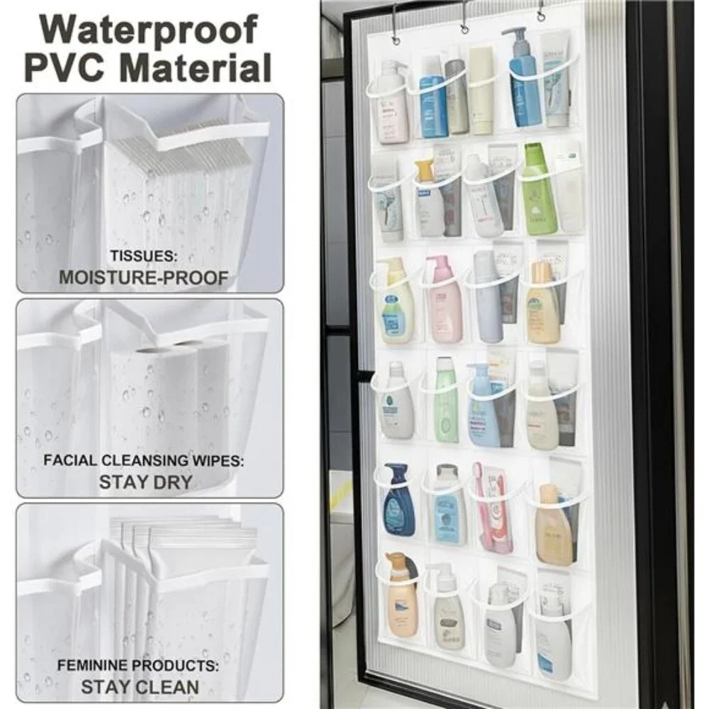 Over Door Shoe Organizer 24 Pocket Clear Hanging Storage Closet White